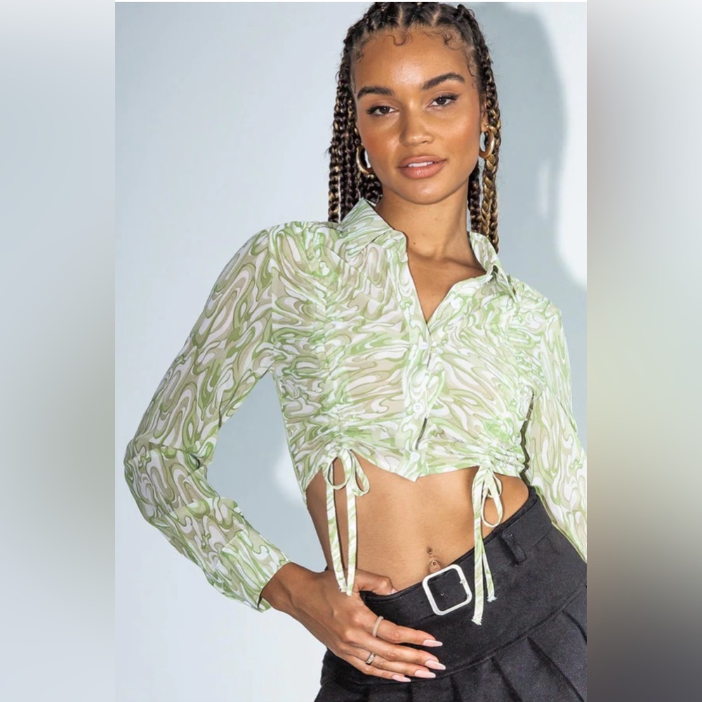 Princess Polly, green, sheer, long sleeve